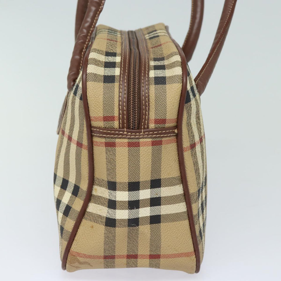 Luxury BurberrySs Nova Check Shoulder Bag PVC Leather Beige Auth 78850