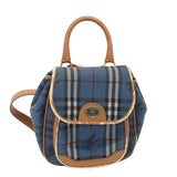 Luxury BurberrySs Nova Check Shoulder Bag PVC Leather Blue Auth 78851