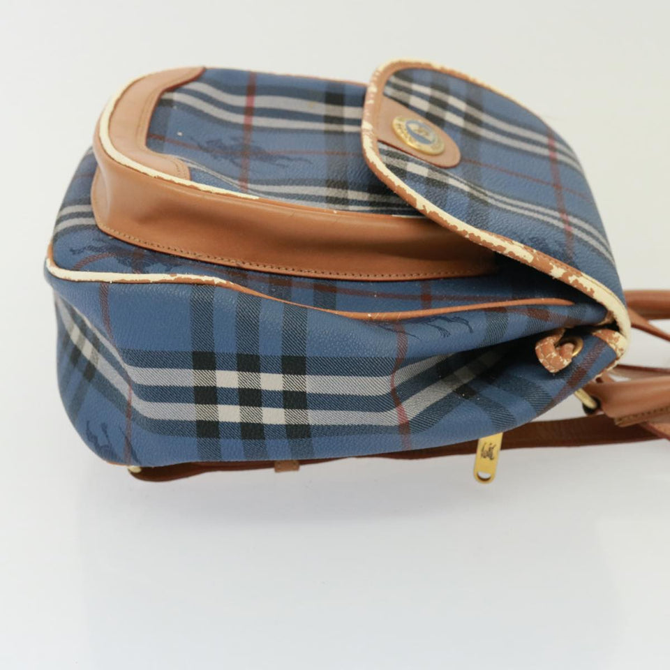Luxury BurberrySs Nova Check Shoulder Bag PVC Leather Blue Auth 78851