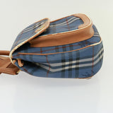 Luxury BurberrySs Nova Check Shoulder Bag PVC Leather Blue Auth 78851