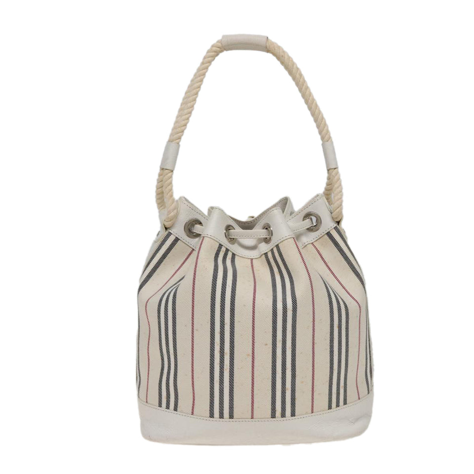 Luxury Burberry Shoulder Bag Canvas Leather White Auth 78965