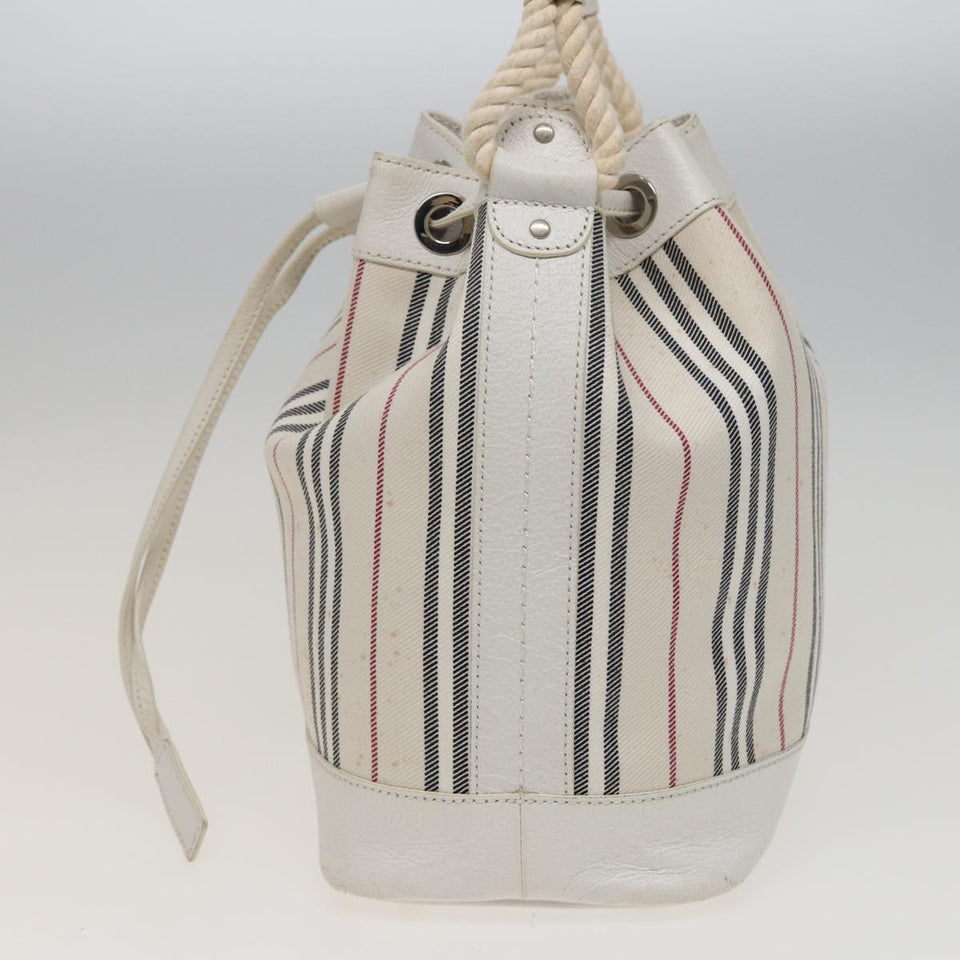 Luxury Burberry Shoulder Bag Canvas Leather White Auth 78965