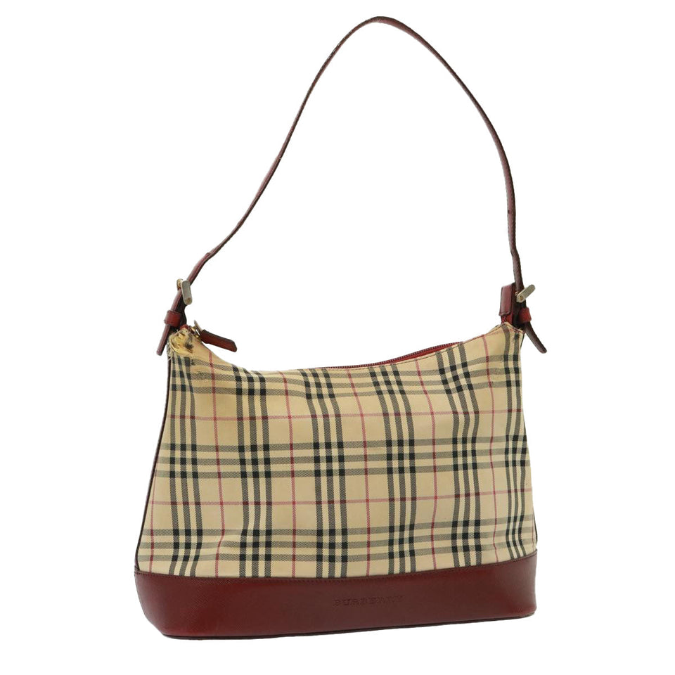 Luxury Burberry Nova Check Shoulder Bag Canvas Beige Auth 79107
