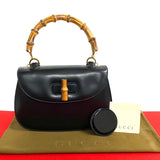 Gucci Handbag Calfskin, Leather black Bamboo Women