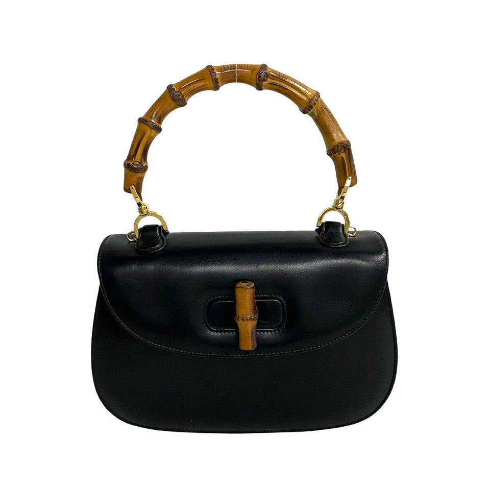 Gucci Handbag Calfskin, Leather black Bamboo Women