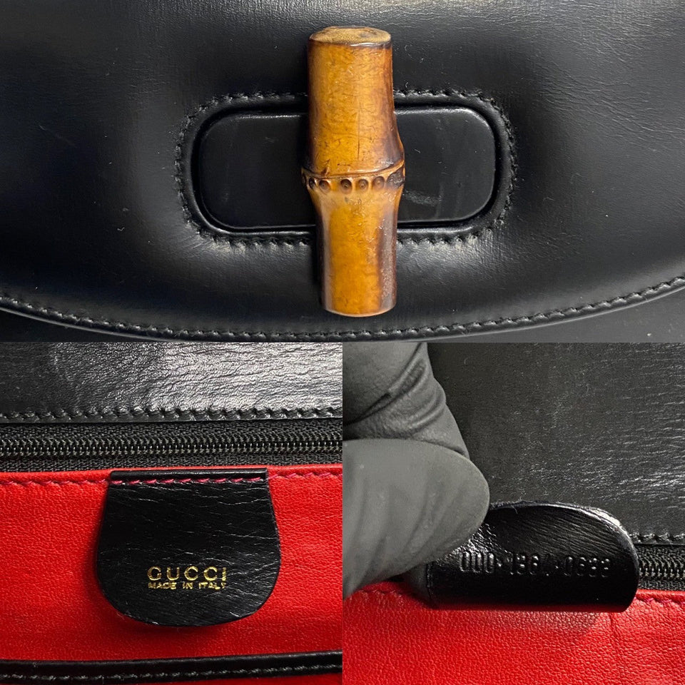 Gucci Handbag Calfskin, Leather black Bamboo Women