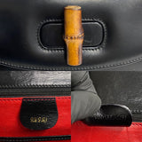 Gucci Handbag Calfskin, Leather black Bamboo Women