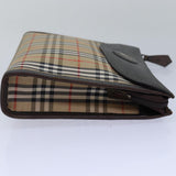 Luxury BurberrySs Nova Check Clutch Bag Canvas Beige Auth 79427