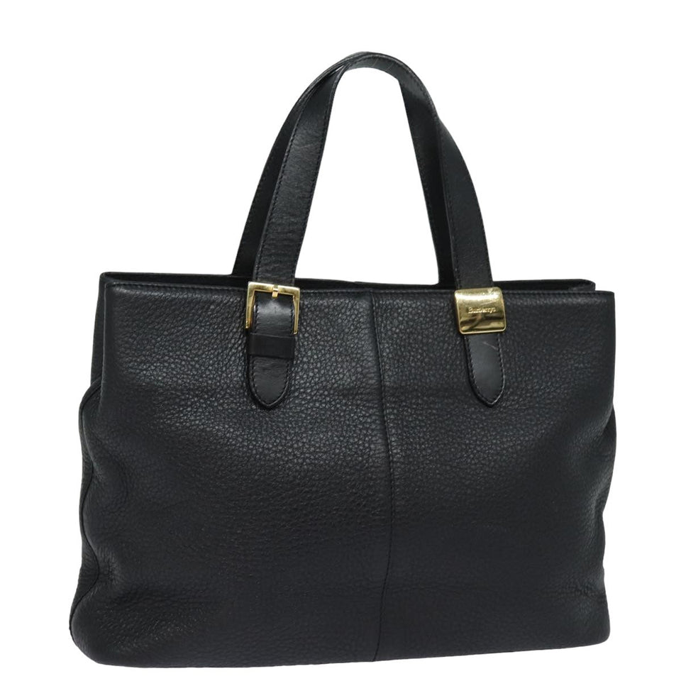 Luxury BurberrySs Hand Bag Leather Black Auth 79491