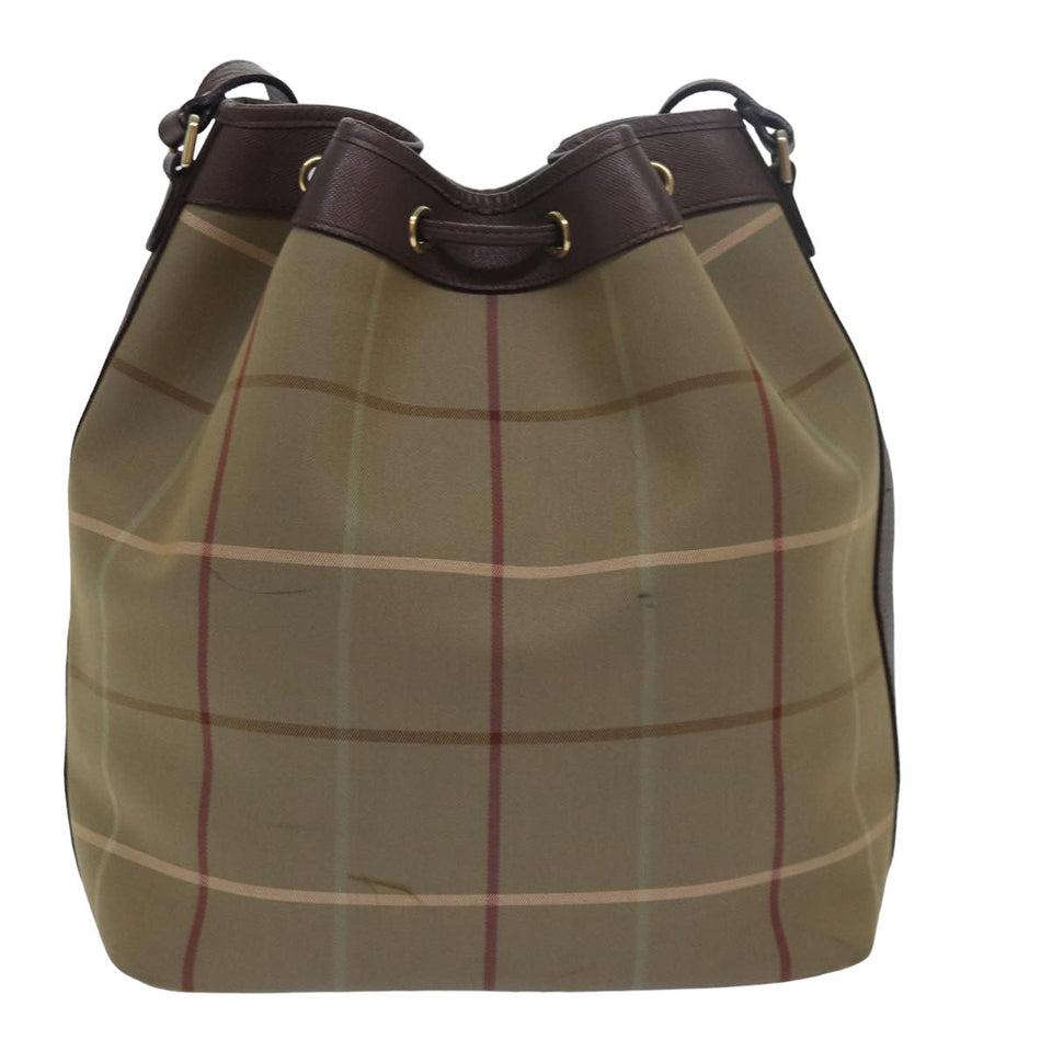 Luxury BurberrySs Nova Check Shoulder Bag Canvas Beige Khaki Auth 79560