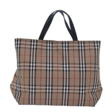 Luxury Burberry Nova Check Hand Bag Nylon Beige Auth 79582