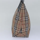 Luxury Burberry Nova Check Hand Bag Nylon Beige Auth 79582