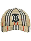 Luxury Burberry Vintage Check Motif Ball Cap Beige