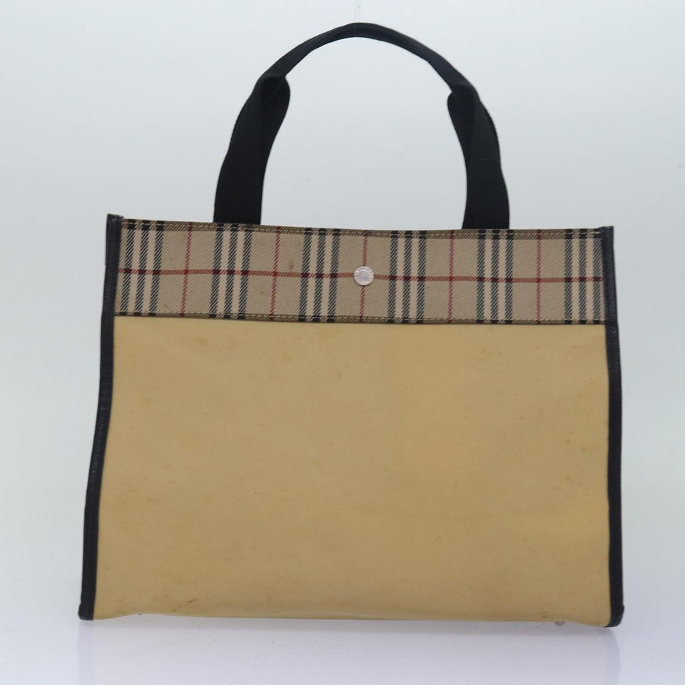 Luxury Burberry Nova Check Hand Bag Nylon 2Set Beige Black Auth 79786
