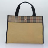 Luxury Burberry Nova Check Hand Bag Nylon 2Set Beige Black Auth 79786