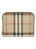 Luxury Burberry Check Leather Coin Wallet Beige