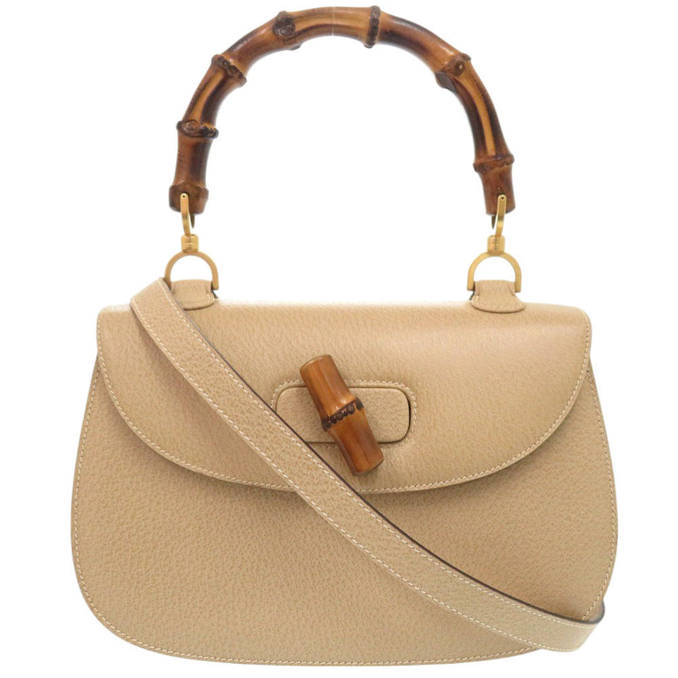 Gucci Handbag 000 29 0633 leather beige Bamboo 2WAY Women