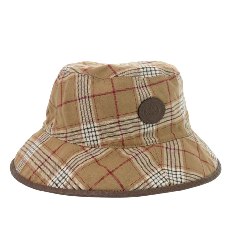 Gucci Other hats GG Supreme Brown Reversible Bucket Hat Check Pattern mens