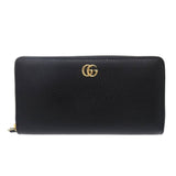 Gucci Long Wallet Purse 456117 leather black GG Marmont