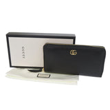 Gucci Long Wallet Purse 456117 leather black GG Marmont