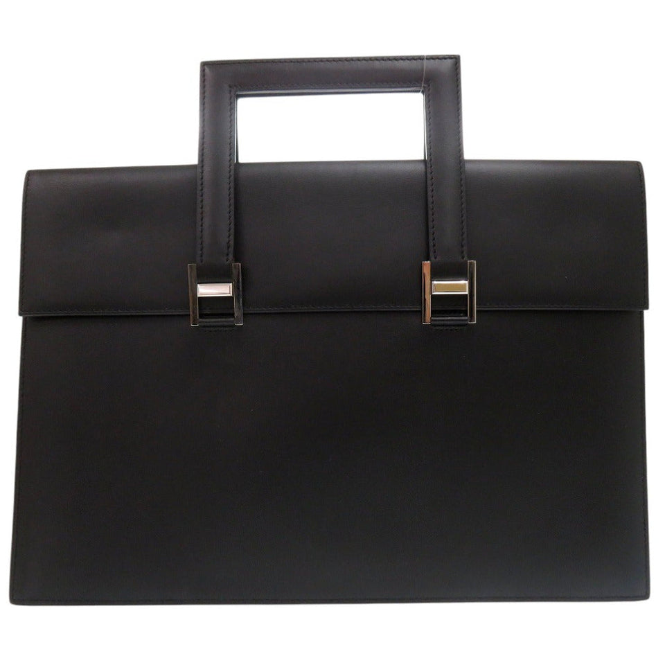 Hermes Briefcase leather black Business bag handbag mens