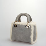Christian Dior Lady Dior  2020 Mini Suede Shearling Cannage Lady Dior satchel