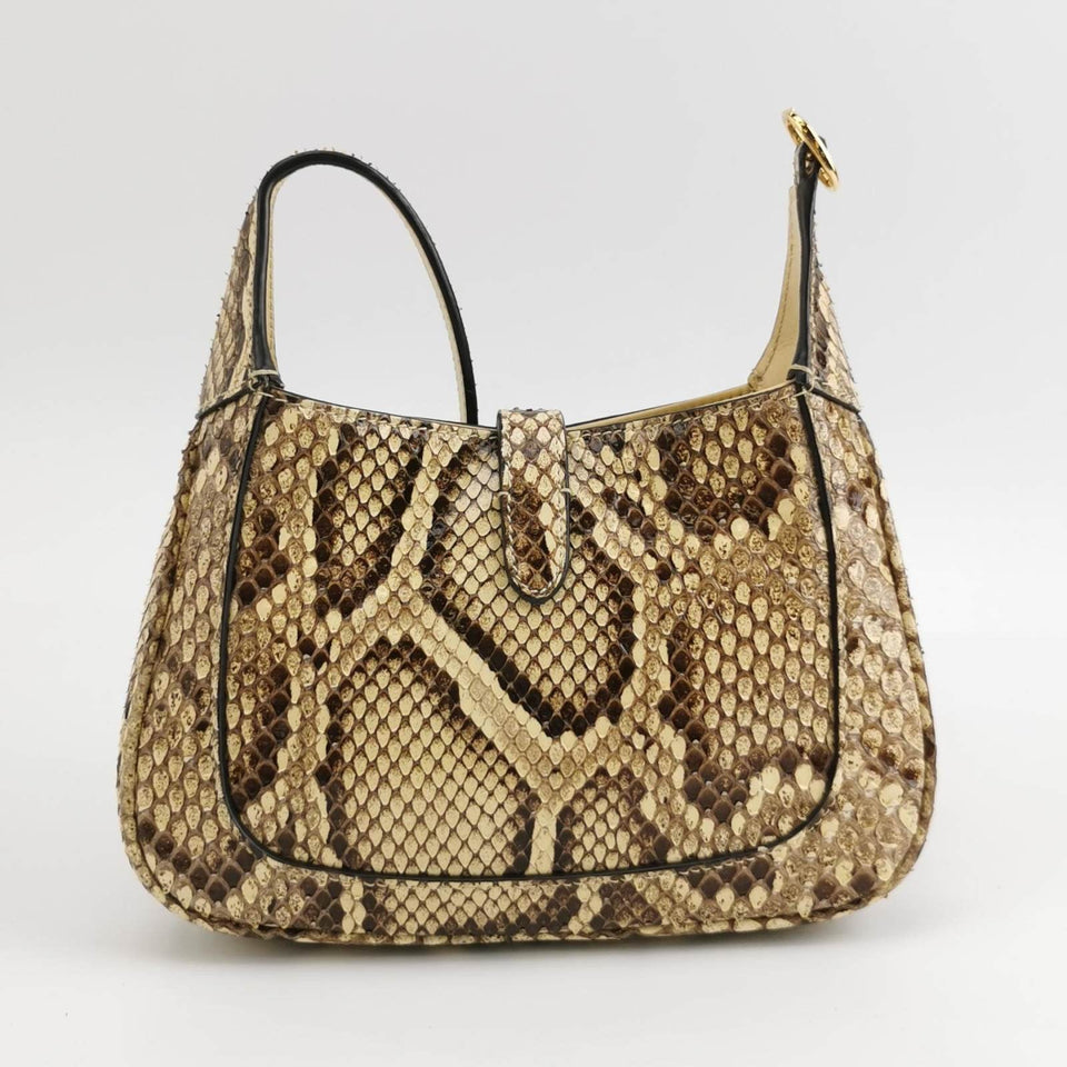 Gucci Jackie 1961 Mini Python-skin Leather Bag with Adjustable Strap Size Multicolor