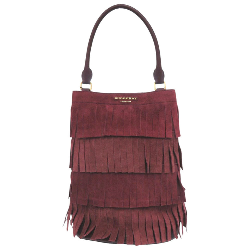 Burberry Shoulder Bag Suede, Leather Bordeaux One Shoulder Bag PRORSUM Fringe Women