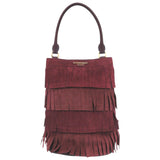 Burberry Shoulder Bag Suede, Leather Bordeaux One Shoulder Bag PRORSUM Fringe Women