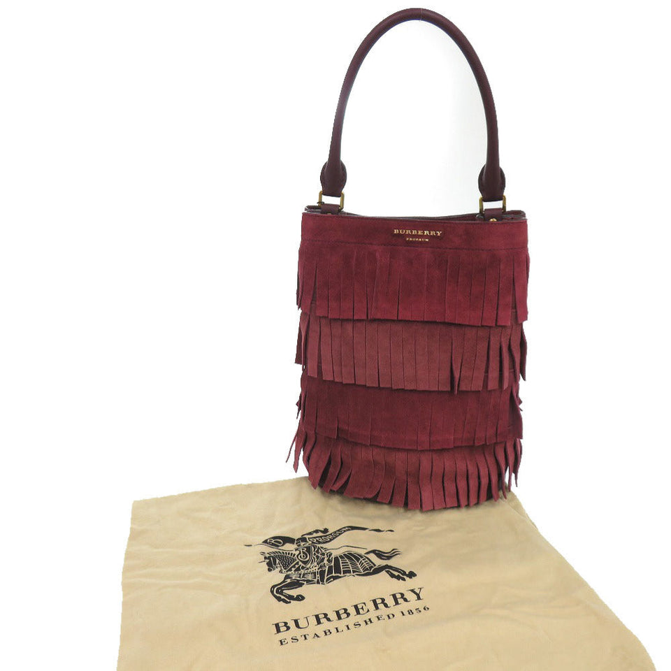 Burberry Shoulder Bag Suede, Leather Bordeaux One Shoulder Bag PRORSUM Fringe Women