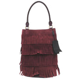 Burberry Shoulder Bag Suede, Leather Bordeaux One Shoulder Bag PRORSUM Fringe Women