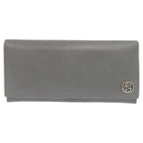 Gucci Long Wallet Purse 256348 leather gray Interlocking G mens