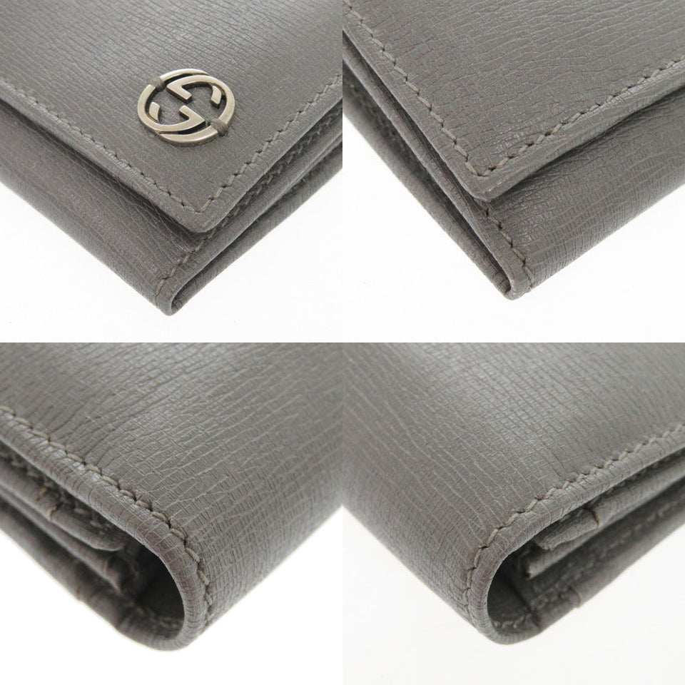 Gucci Long Wallet Purse 256348 leather gray Interlocking G mens