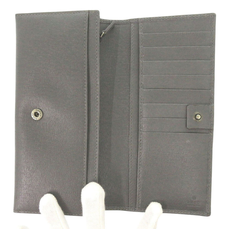 Gucci Long Wallet Purse 256348 leather gray Interlocking G mens