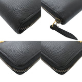 Gucci Long Wallet Purse 524291 leather black Zip Around GG Marmont Ribbon Women