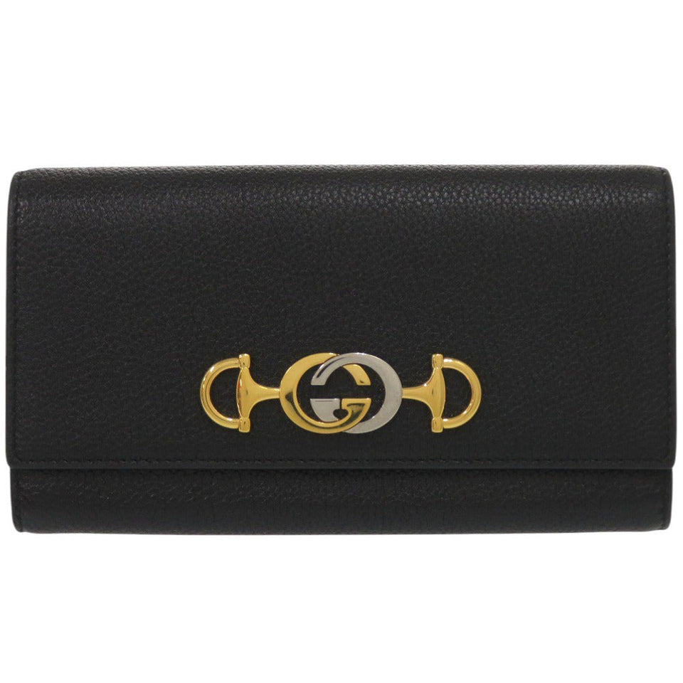 Gucci Long Wallet Purse 573612 Calfskin black Zumi Women