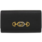 Gucci Long Wallet Purse 573612 Calfskin black Zumi Women