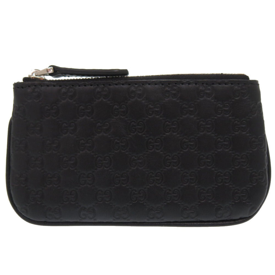 Gucci Coin case 544476 leather black Micro Guccissima with key ring unisex(Unisex)