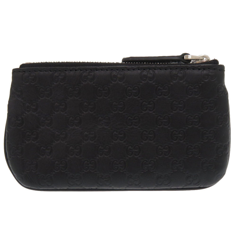 Gucci Coin case 544476 leather black Micro Guccissima with key ring unisex(Unisex)