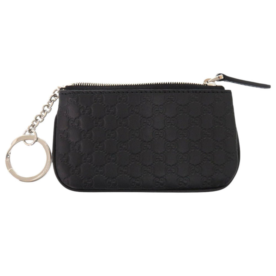 Gucci Coin case 544476 leather black Micro Guccissima with key ring unisex(Unisex)