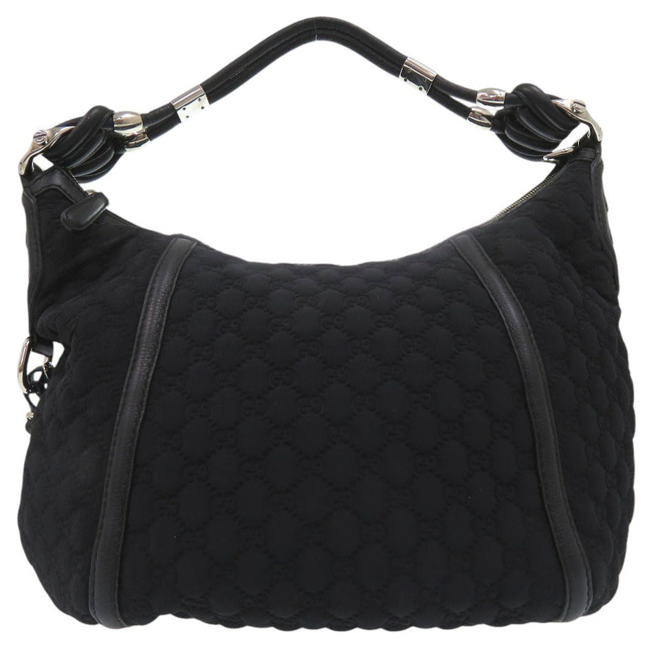 Gucci Shoulder Bag Nylon black GG logo one belt fringe bamboo horsebit hobo bag unisex(Unisex)