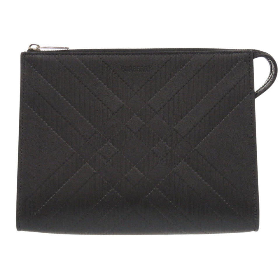 Burberry Clutch bag leather black Pouch mens