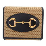 Gucci Bifold Wallet 621891 Canvas, Leather beige Compact wallet Horsebit 1955 Women