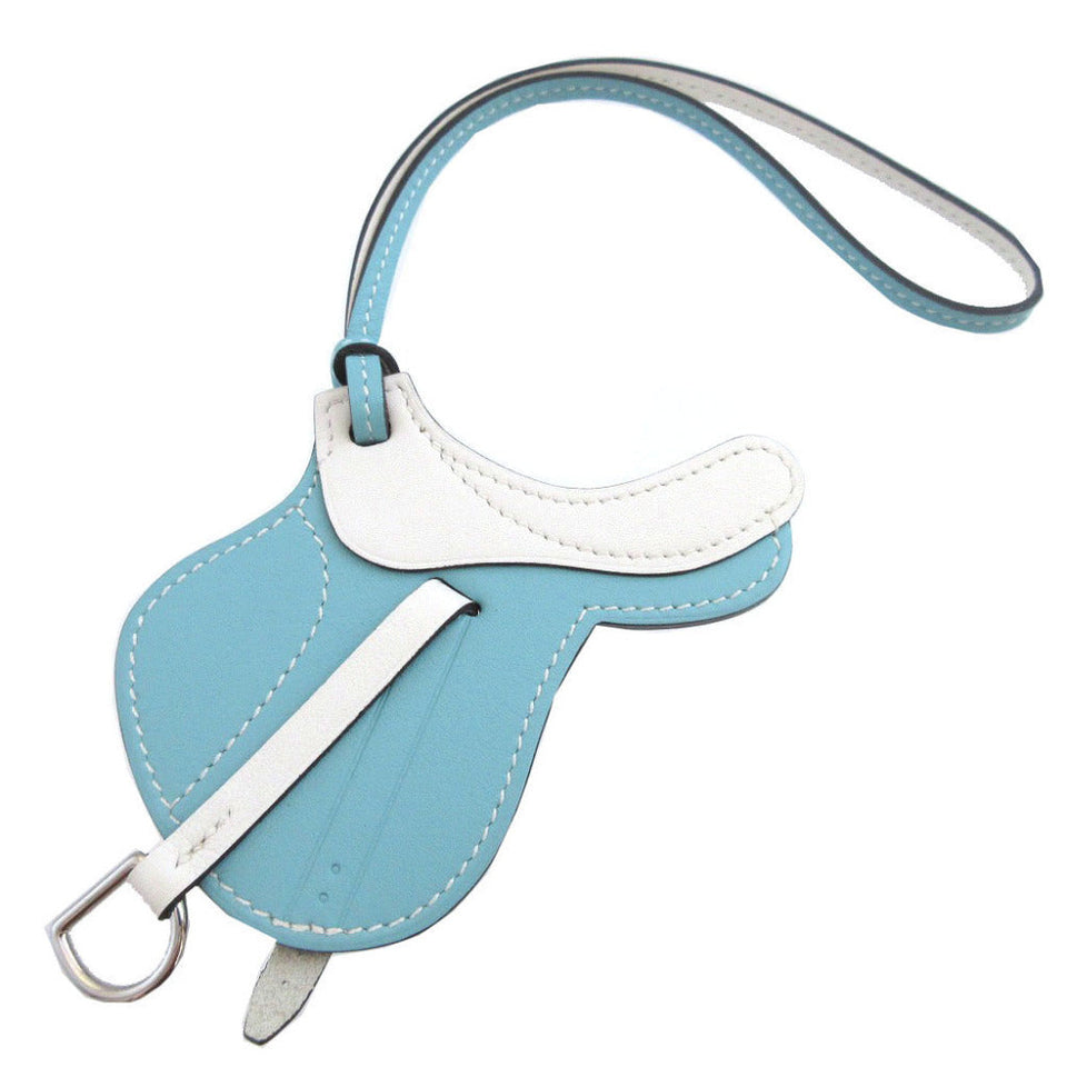 Hermes key ring Vaux Swift Blue Atoll Bag charm Paddock cell Women