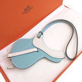 Hermes key ring Vaux Swift Blue Atoll Bag charm Paddock cell Women