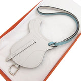 Hermes key ring Vaux Swift Blue Atoll Bag charm Paddock cell Women