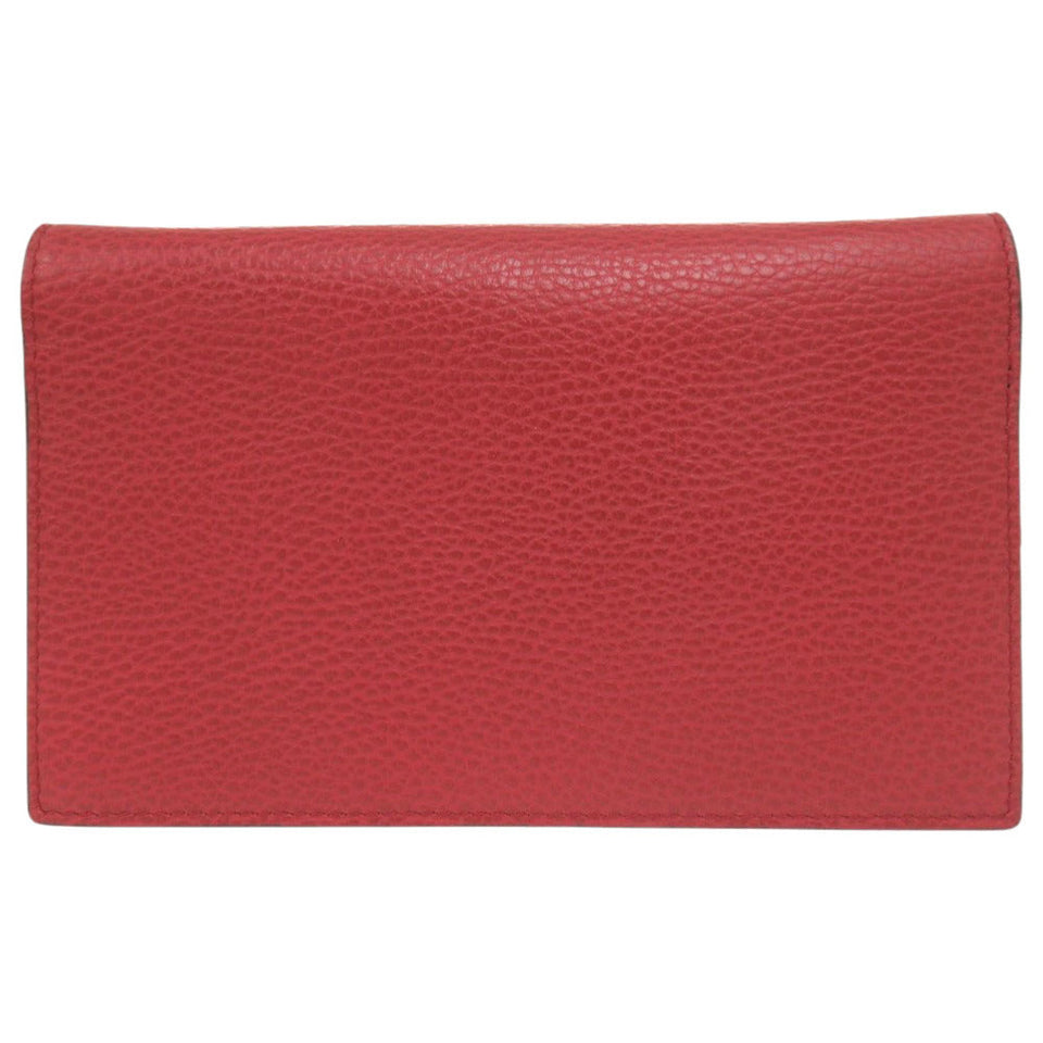 Gucci Shoulder Bag 466506 leather Red Chain wallet Interlocking G Women