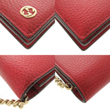Gucci Shoulder Bag 466506 leather Red Chain wallet Interlocking G Women