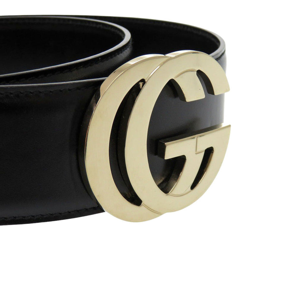 Gucci belt 150-8003487611 leather black GG buckle Women 70