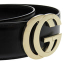 Gucci belt 150-8003487611 leather black GG buckle Women 70